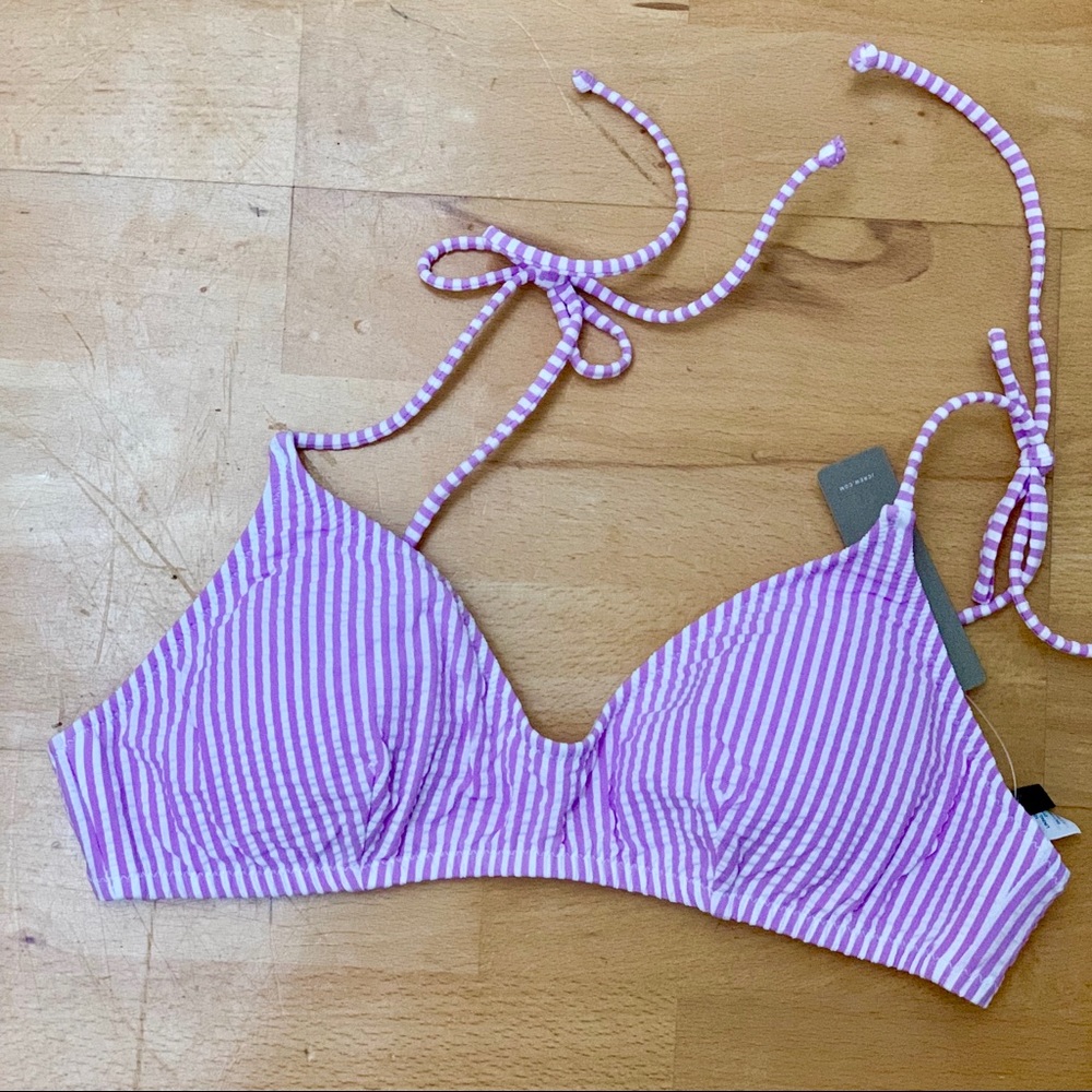 J Crew Seersucker Swimsuit Top Size S Pink BNWT